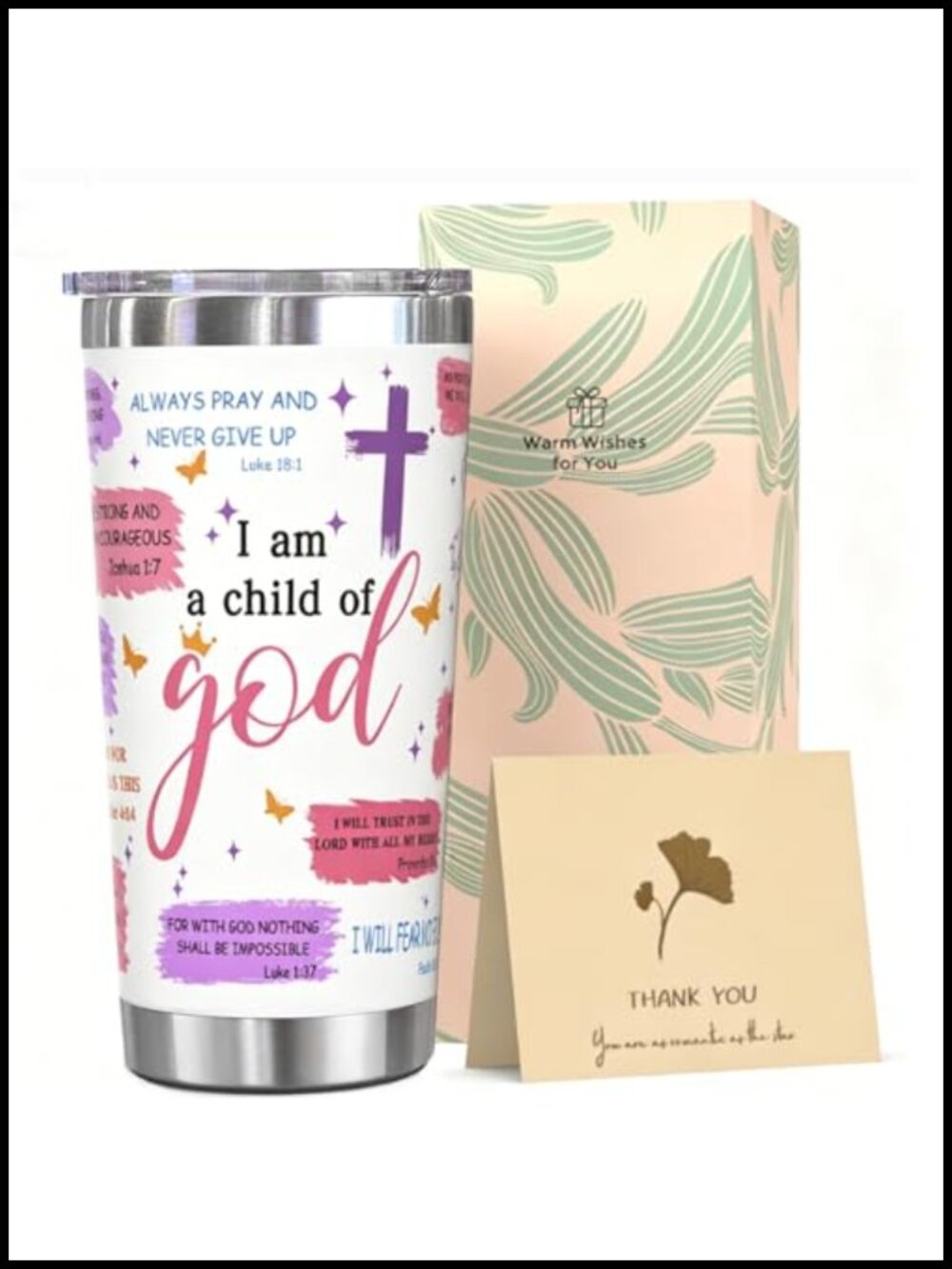 20oz Christian Tumbler I Am a Child of God Stainless Steel Cup